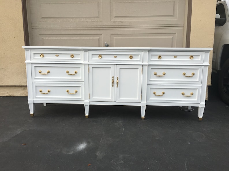 SAMPLE - Do not purchase - See description - White & Gold Mid-Century Modern Dresser/TV Stand/Credenza/Buffet/Nursery/Changing Table 