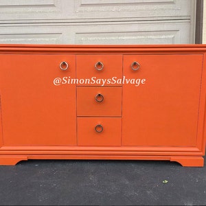 Custom Colors AVAILABLE - Orange & Gold Mid Century Modern Dresser, TV Stand, Credenza, Buffet, Changing Table