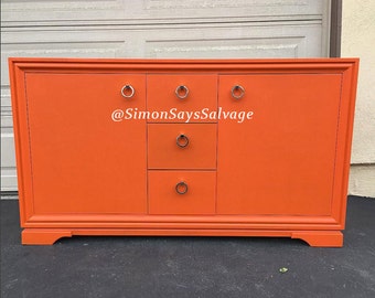 Custom Colors AVAILABLE - Orange & Gold Mid Century Modern Dresser, TV Stand, Credenza, Buffet, Changing Table