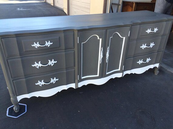 Grey And White 9 Drawer French Provincial Etsy