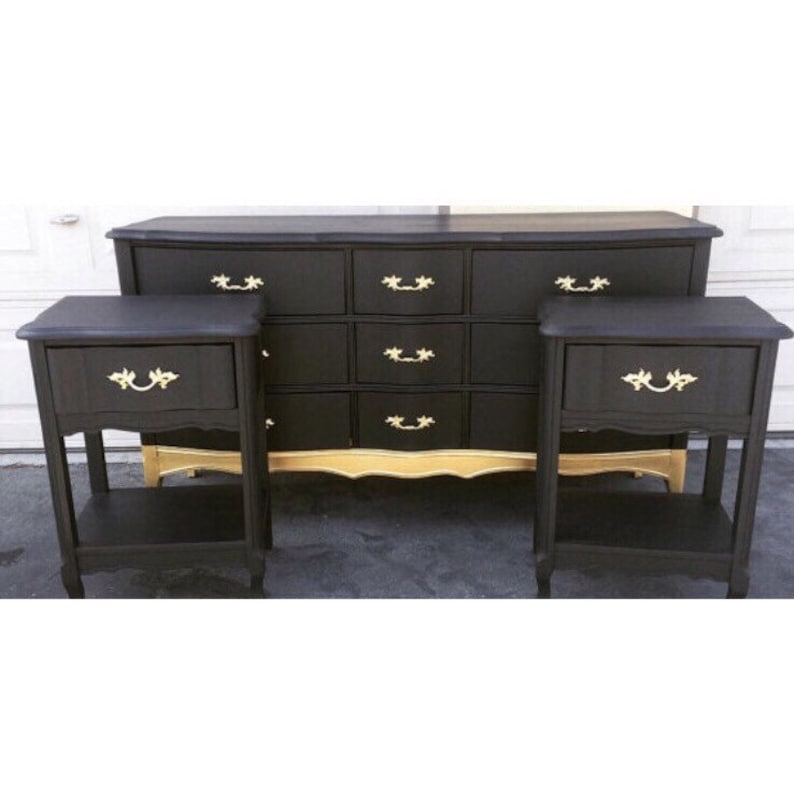 Sample Black And Gold French Provincial Bedroom Set Etsy