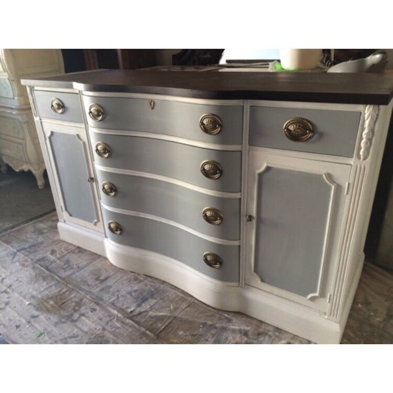 Sample Grey And White Buffet Dresser Credenza Furniture Etsy