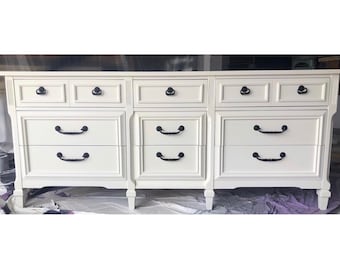 MidCentury Modern Dresser, Credenza, Buffet, White and Black ** Custom Colors AVAILABLE **