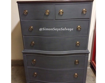 Custom Refinished Vintage Highboy Dresser: Choose Your Colors