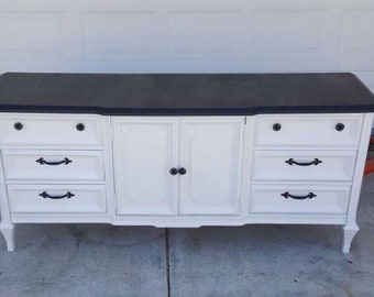 SAMPLE Do Not Purchase - white and black dresser, credenza, buffet, midcentury modern furniture