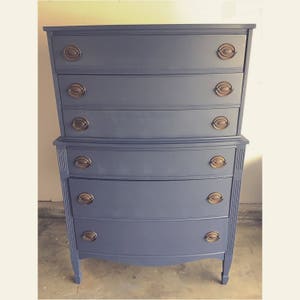 Custom Colors AVAILABLE - Navy & Gold Tallboy, Highboy Dresser
