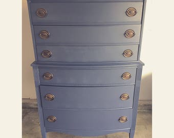 Custom Colors AVAILABLE - Navy & Gold Tallboy, Highboy Dresser