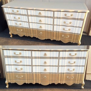 Custom Colors AVAILABLE - Champagne, Gold Dipped French Dresser, Changing Table, Tv Stand