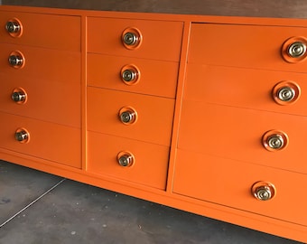 Custom Colors AVAILABLE - Orange and Gold Mid Century Modern Dresser/Credenza/TV Stand