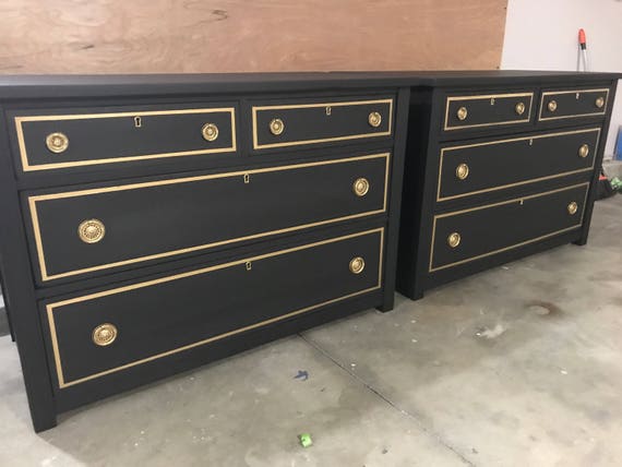 Black And Gold Nighstands Small Dressers Custom Furniture Etsy