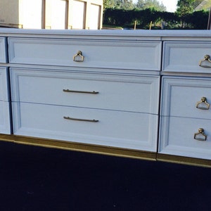 Custom Colors AVAILABLE Mid Century Modern Gold and White vintage Dresser, image 2