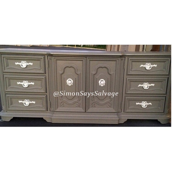 Grey And White Dresser Nursery Changing Table Credenza Tv Etsy