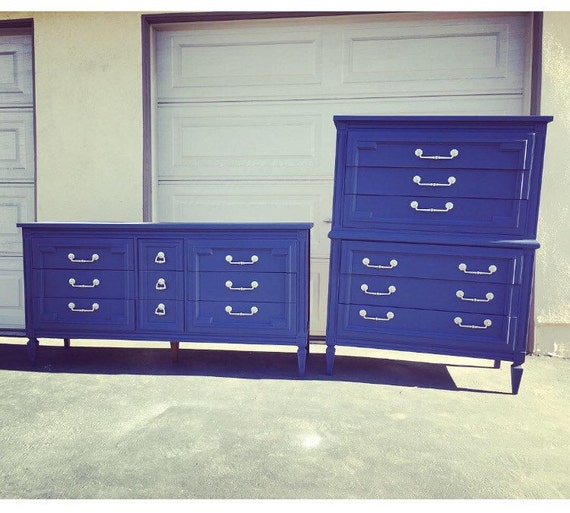 Custom Colors AVAILABLE - Modern Mid-century Bedroom Set, Dresser, Tallboy,  Navy Denim Blue - Etsy Israel