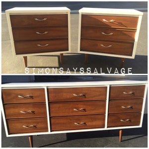 SAMPLE - Do not purchase - See description - Mid Century Modern Dixie Bedroom Dresser and Nightstands