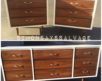 SAMPLE - Do not purchase - See description - Mid Century Modern Dixie Bedroom Dresser and Nightstands