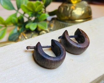 Coconut Earrings, Tribal Style, Cool Earrings, Ethnic Earrings, Natural Earrings, Coconut Earring, Wooden Hoop Earrings, Wooden Earrings