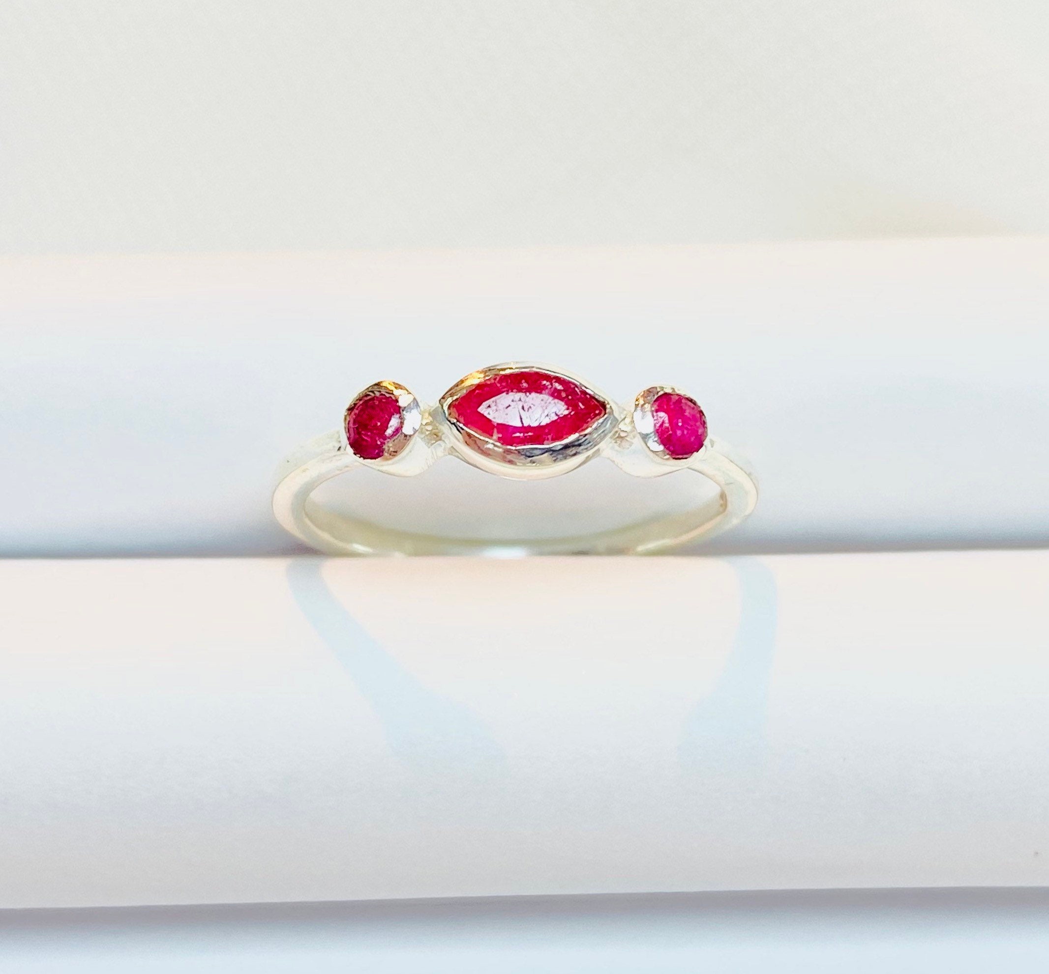 Ruby Ring Solid Sterling Silver Ring Ruby Stone Womens Etsy