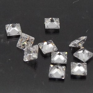 Witte Zirkonia CZ Vierkant Prinses geslepen 2x2mm. Losse Edelstenen 10st.