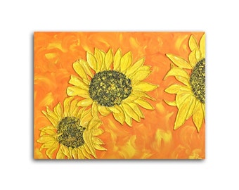 Painting sunflowers canvas large 80 x 60 x 1,5 cm acrylic painting