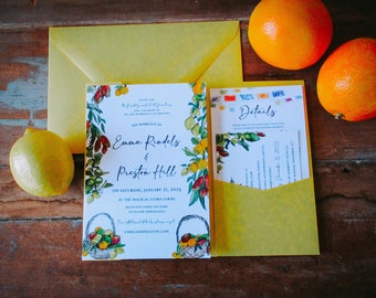 Colorful Flora Farms Watercolor Invitation Set