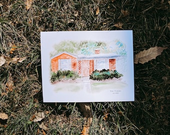 Acuarela de la casa personalizada