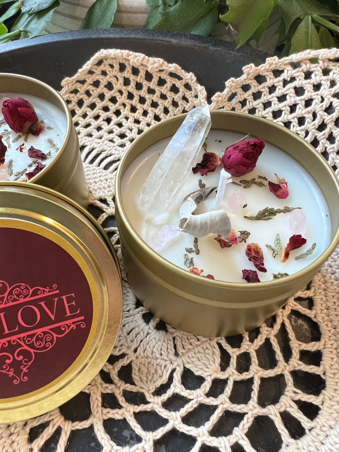 Self Love Soy Crystal Intention Candle - Etsy