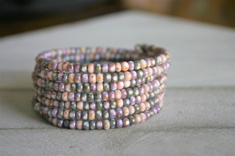 Pastel Glass Beaded Bunny Charm Memory Wire Bracelet Pastel Etsy