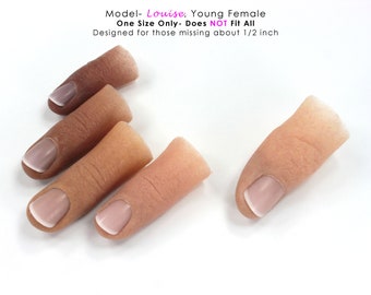 Female LOUISE model- Basic SHORT length Fingertip Extension in Soft Silicone- ONE size only- Does Not fit all-Designed for Light Wear