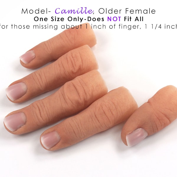 Female CAMILLE model- Two-tone FULL length Finger Extension in Soft Silicone-ONE size only- Does Not fit all- Designed for Special Occasions