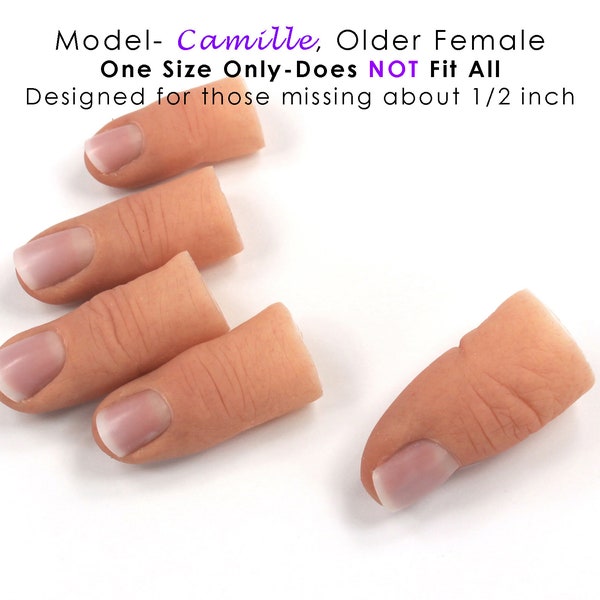 Female CAMILLE model-Two-tone SHORT length Fingertip Extension in Soft Silicone-ONE size only-Does Not fit all-Designed forSpecial Occasions