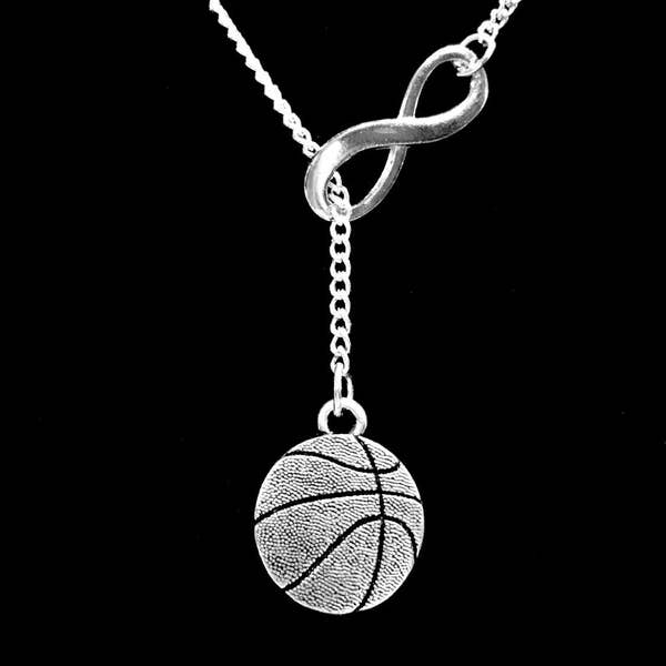 Basketball Necklace, Sports Mom Gift Infinity Y Lariat Necklace