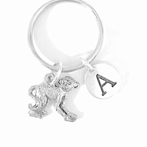 Best Friend Gift, Monkey Keychain, Initial Keychain, Best Friend Keychain, Sister Gift Daughter Monogram Keychain, Animal Keychain Gift