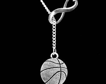 Basketball Necklace, Sports Mom Gift Infinity Y Lariat Necklace