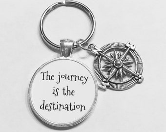 Best Friend Gift, Compass Long Distance, The Journey Is The Destination Graduation Inspirational Gift Keychain