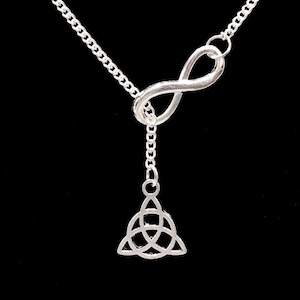 Celtic Knot Necklace, Celtic Jewelry, Triquetra Necklace, Infinity Y Lariat Necklace