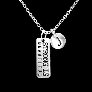 Initial Necklace, Gift For Her, Strong Is Beautiful Necklace, Best Friend Necklace, Best Friend Gift, Sister Necklace, Best Friend Jewelry