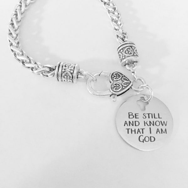 Charm Bracelet Be Still And Know That I Am God, Bible Scripture Charm Bracelet, Christian Christmas Gift, Church Friend