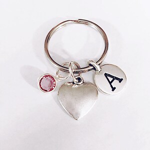 Birthstone Initial Heart Keychain, Personalized Keychain Gift, Best Friend Gift, Sister Gift, Mom Grandma Graduation Gift Keychain, Monogram