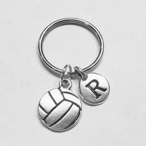 Volleyball Keychain, Initial Keychain, Sports Keychain, Friend Keychain, Sister Gift Daughter Initial Keychain