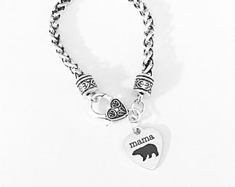 Gift For Her, Mama Bear Charm Bracelet, Mother's Day, Best Friend Gift, Animal Bracelet, Gift For Her, Mama Bear Charm Bracelet