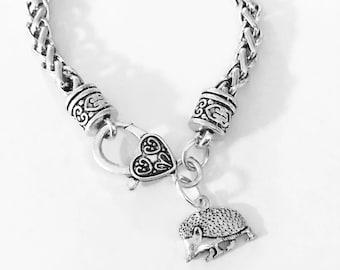 Gift For Her, Hedgehog Charm Bracelet, Animal Bracelet Lover Gift, Christmas Gift Bracelet