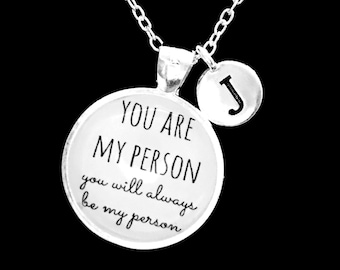 Best Friend Gift, You're My Person You Are My Person Necklace, Initial Necklace, Best Friend Necklace, Sister Necklace, Gift Necklace