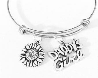 Daddy's Girl Jewelry, Sunflower Bangle Bracelet, Daisy Jewelry, Flower Jewelry, Daughter Bracelet, Mother's Day Gift