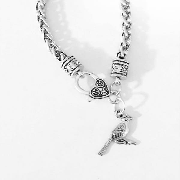 Gift For Her, Cardinal Charm Bracelet, Cardinal Jewelry, Bird Bracelet, Animal Bracelet Lover Gift, Christmas Gift Bracelet