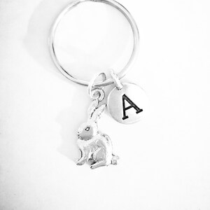 Rabbit Keychain, Bunny Keychain, Initial Keychain, Gift For Her, Animal Keychain, Mother&#39;s Day Keychain, Gift Keychain