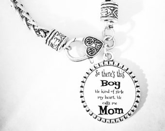 Son Heart Mother Mom Gift Rhinestone Clip Charm for Bracelets