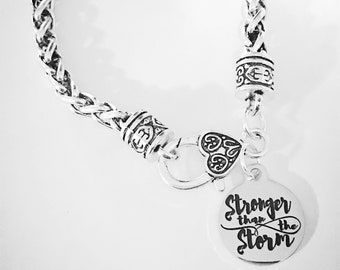 Gift For Her, Stronger Than The Storm Charm Braclet, Inspirational Charm Bracelet, Mother's Day Gift Friend Sister Mom, Strong Is Beautiful