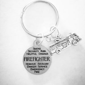Firefighter Keychain, Fire Truck Keychain, Firefighter Wife Son Daughter Sister Christmas Gift Keychain