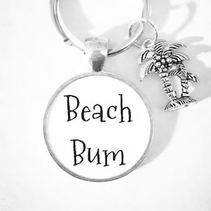 Beach Bum Keychain, Beach Keychain, Palm Tree Keychain, Nautical Gift, Ocean Summer Vacation Keychain