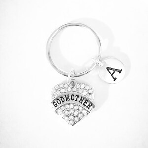 Godmother Keychain, Initial Gift Keychain, Christmas Gift Will You Be My Godmother,